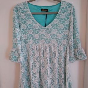 Tiffany blue and white lace babydoll dress